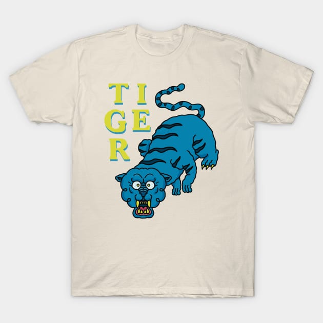 Japanese Tattoo style blue Tiger T-Shirt by HULY 